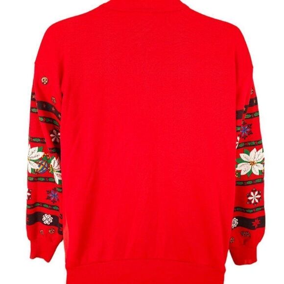 Christmas Teddy Bear Sweatshirt Vintage 90s All Over Print Made In USA Mens - Picture 3 of 7